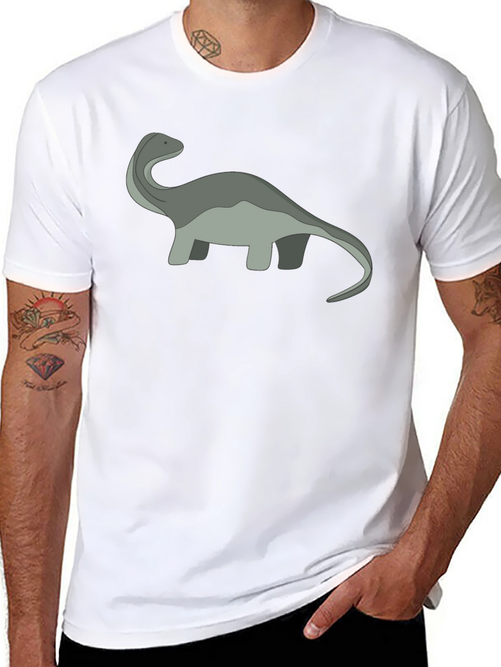 Cartoon Dinosaur Graphic Tee - Black