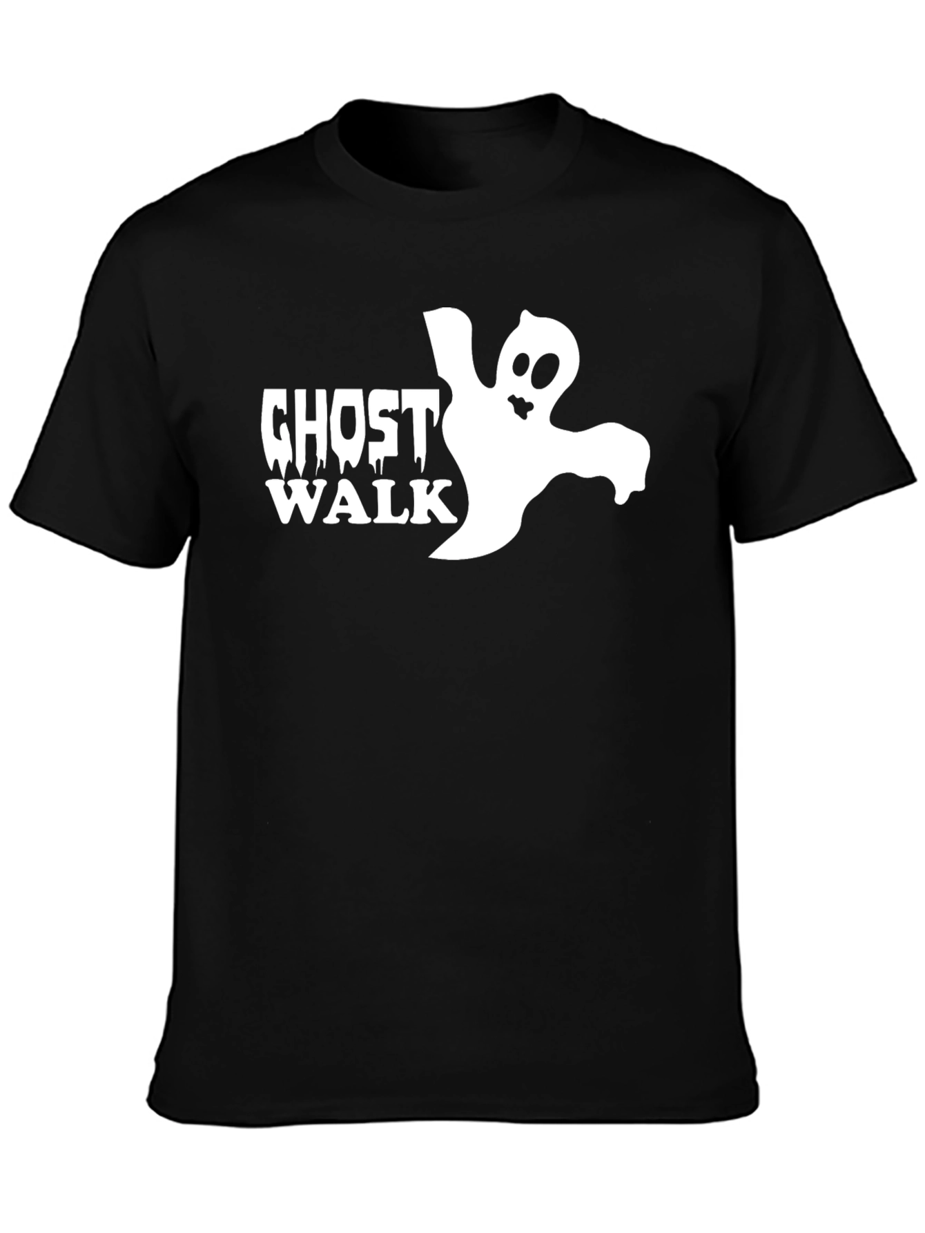 Ghost Walk Graphic Tee - Black Cotton T-Shirt