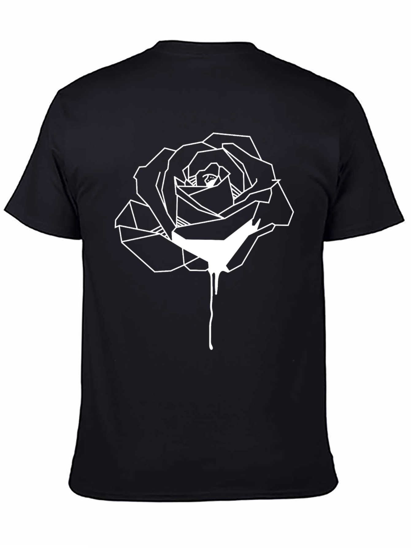 Geometric Rose Drip Black T-Shirt