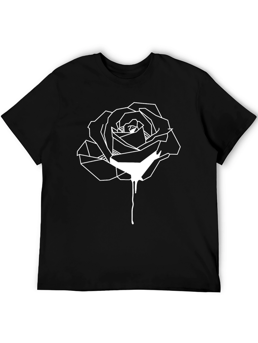 Geometric Rose Drip Black T-Shirt
