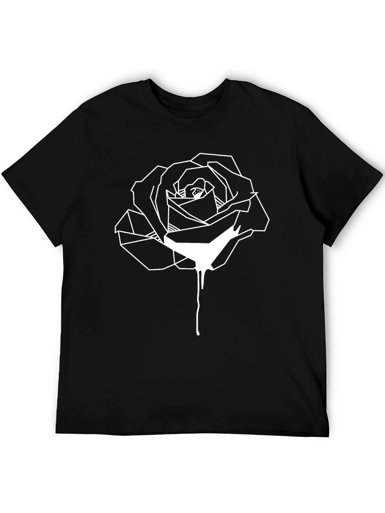 Geometric Rose Drip Black T-Shirt