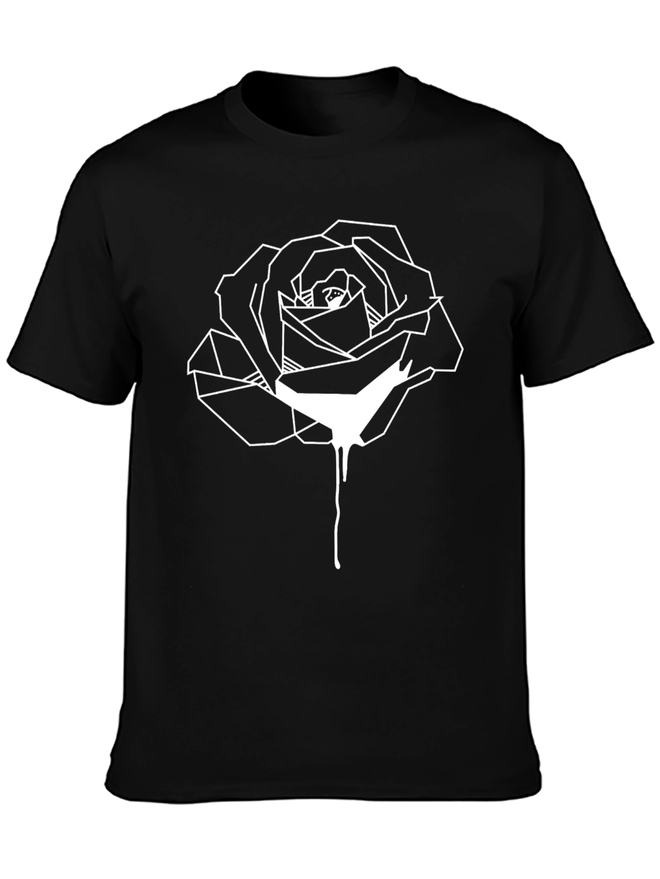Geometric Rose Drip Black T-Shirt