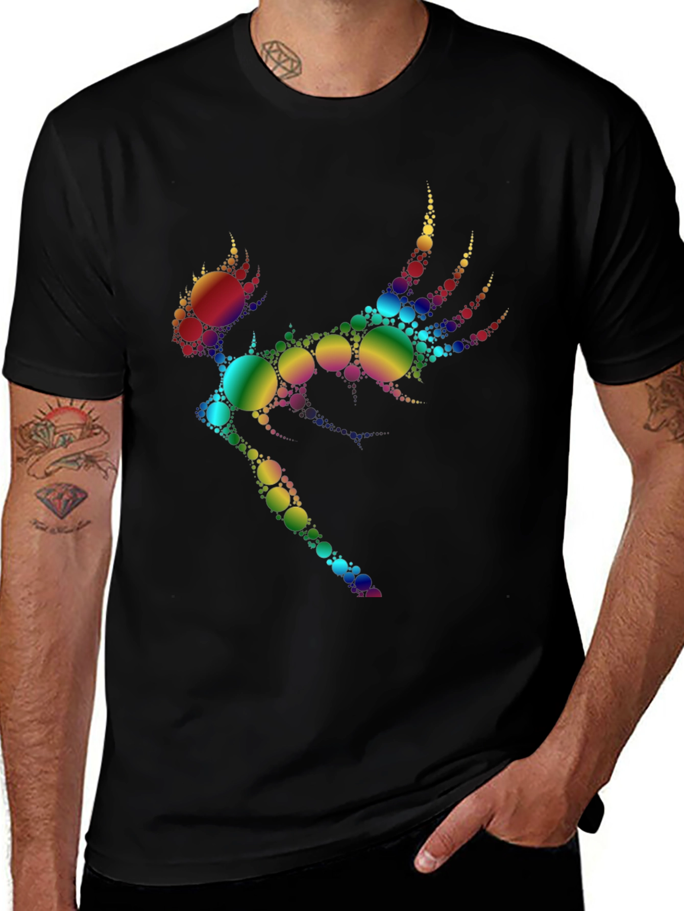Rainbow Circle Fairy Graphic Tee - Black