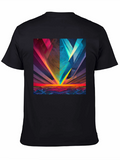 Abstract Geometric Graphic Print Black Tee