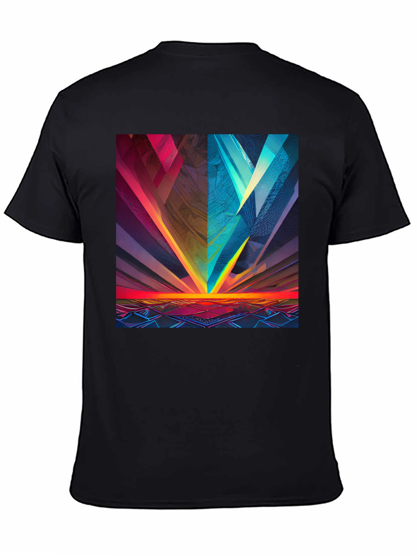 Abstract Geometric Graphic Print Black Tee