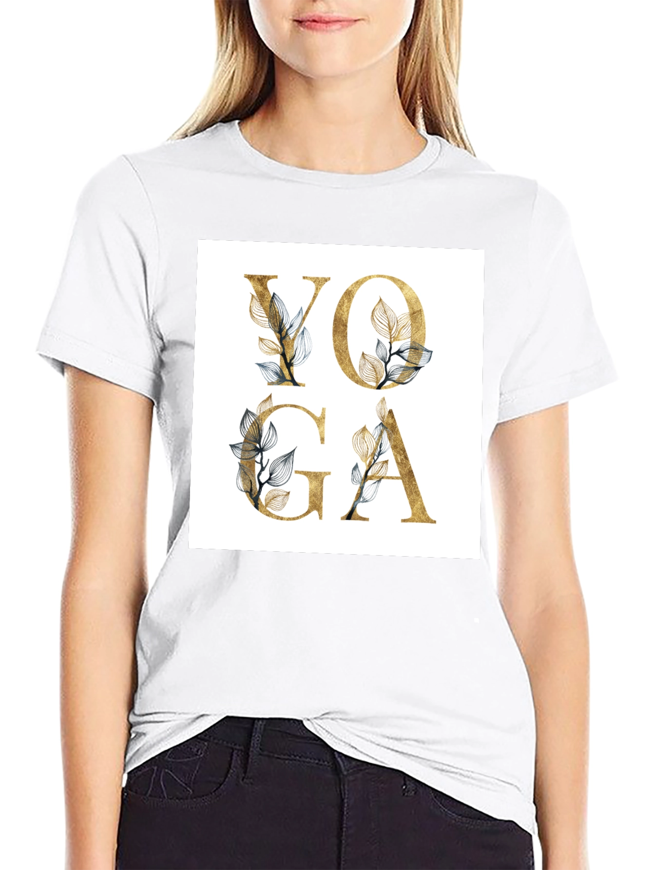 Floral Yoga Graphic Tee - Black