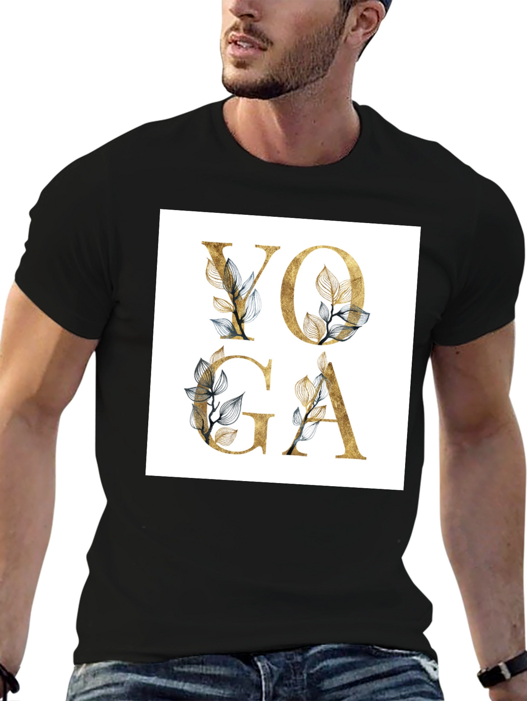 Floral Yoga Graphic Tee - Black