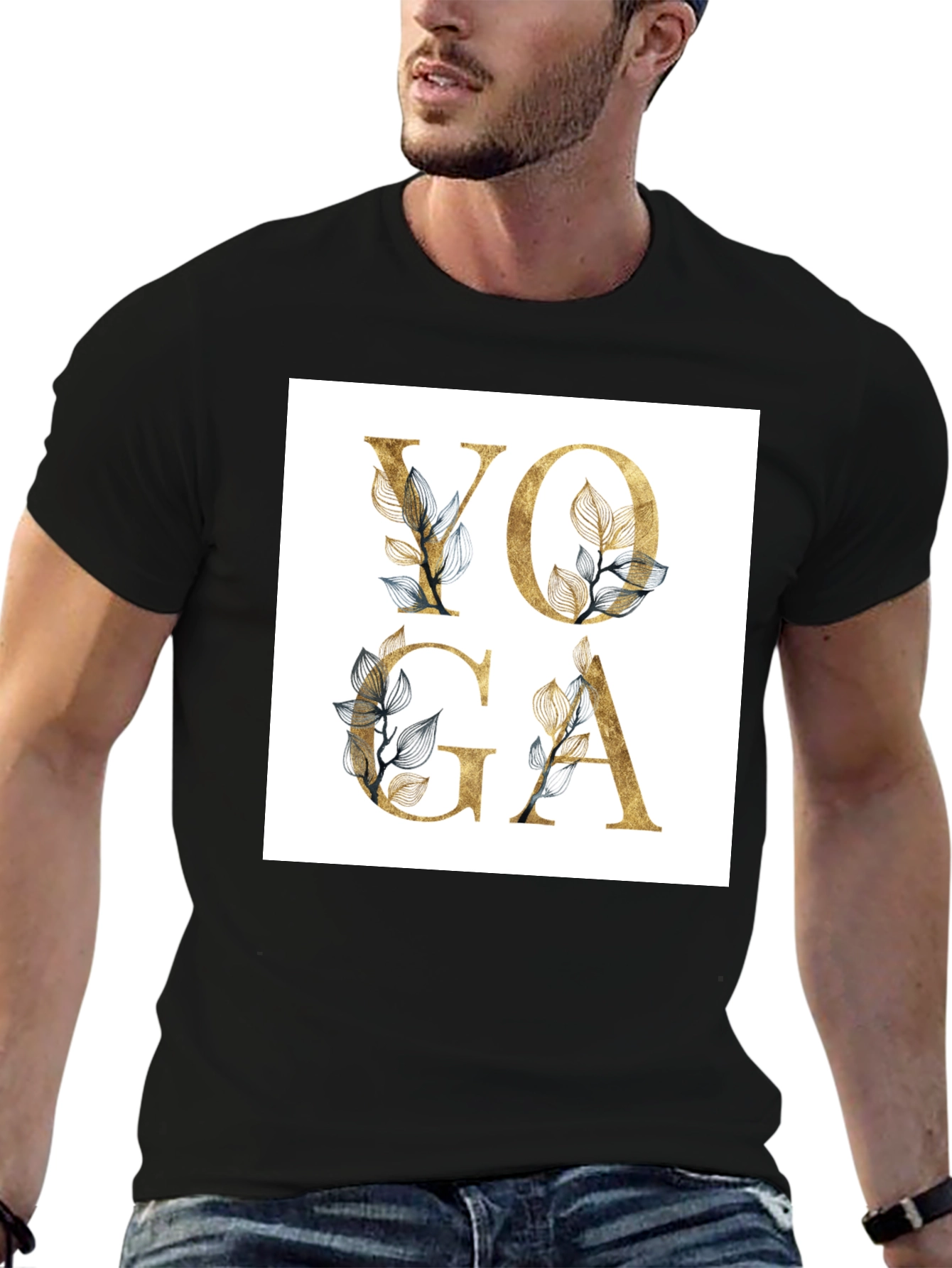 Floral Yoga Graphic Tee - Black