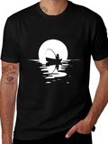 Fisherman Silhouette Graphic T-Shirt