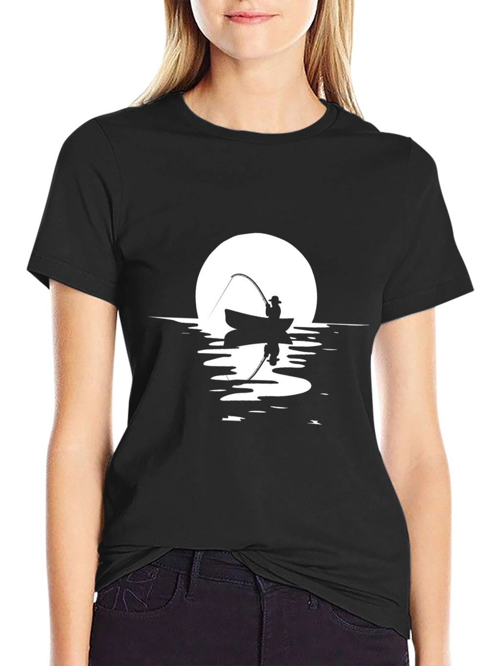Fisherman Silhouette Graphic T-Shirt