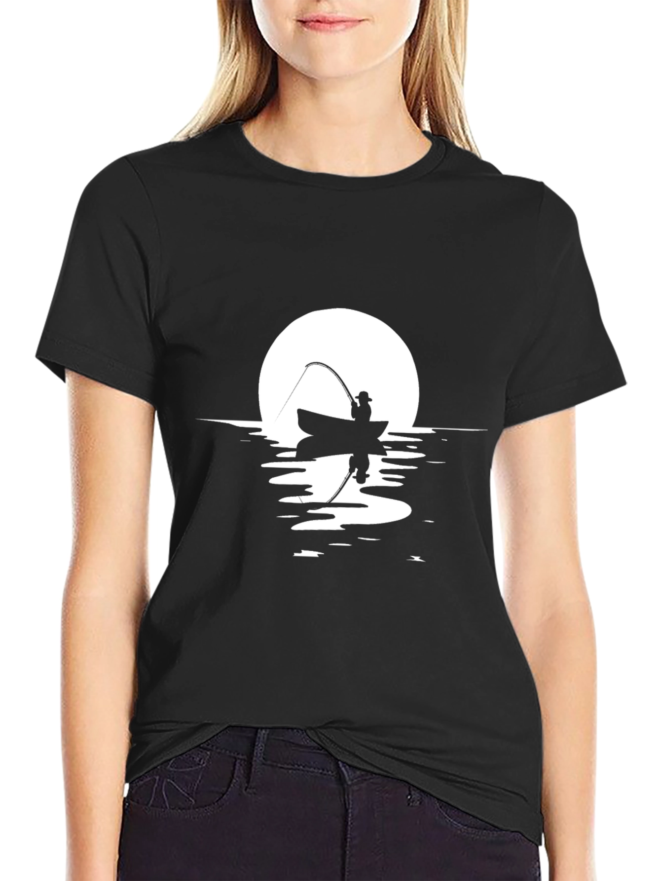 Fisherman Silhouette Graphic T-Shirt