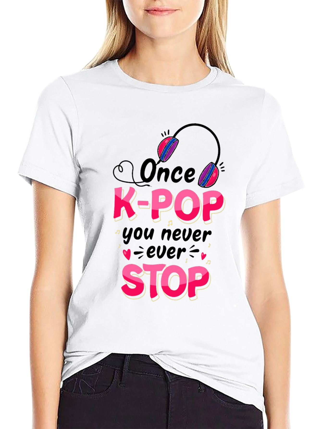 K-Pop Never Stop Black Graphic Tee