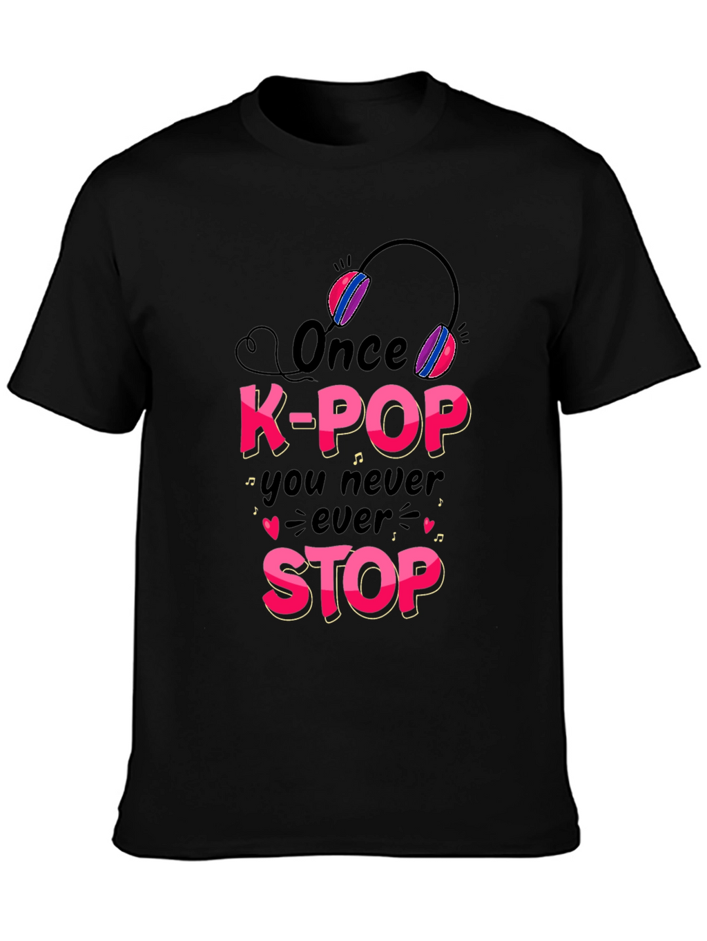 K-Pop Never Stop Black Graphic Tee