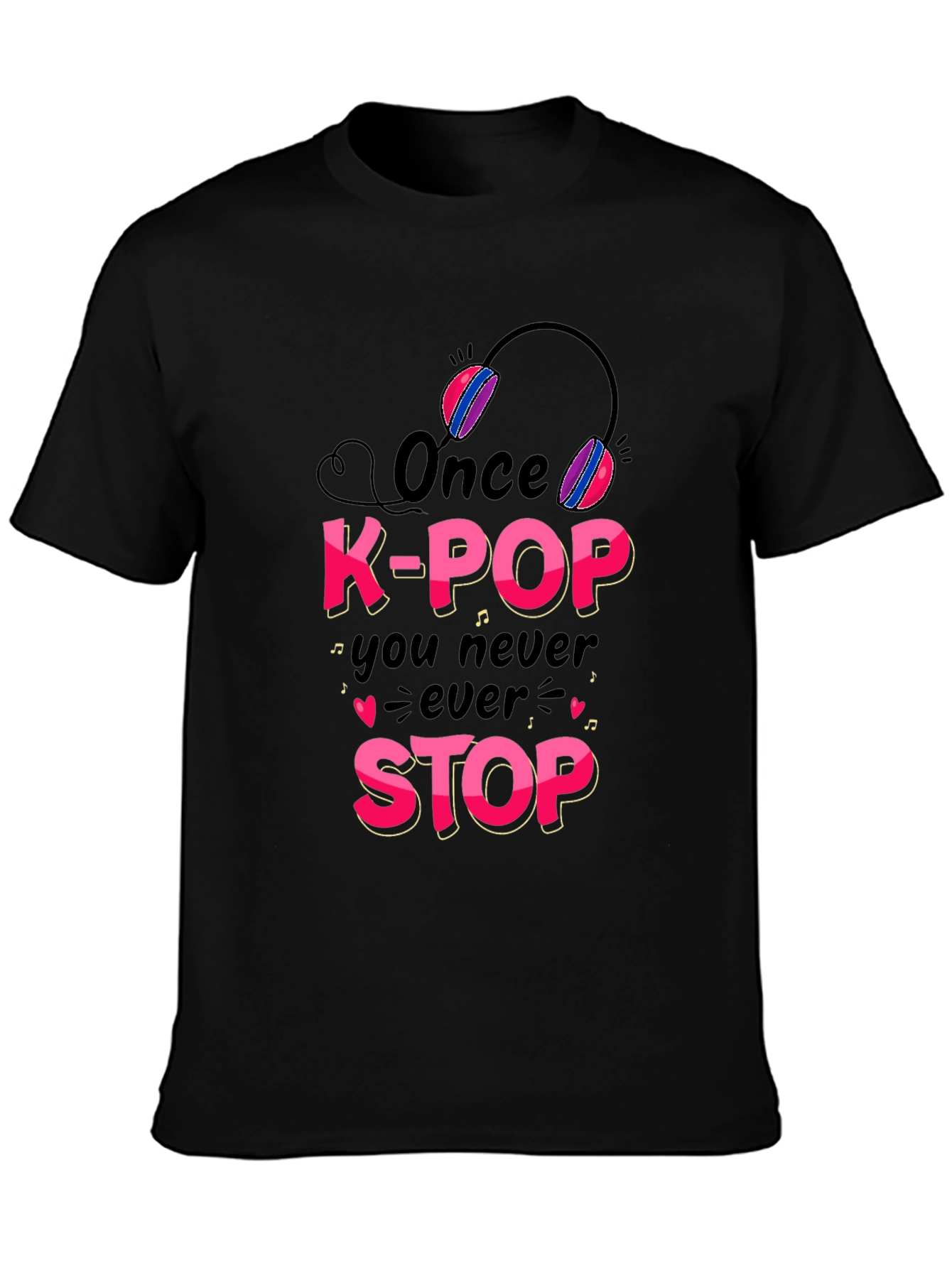 K-Pop Never Stop Black Graphic Tee