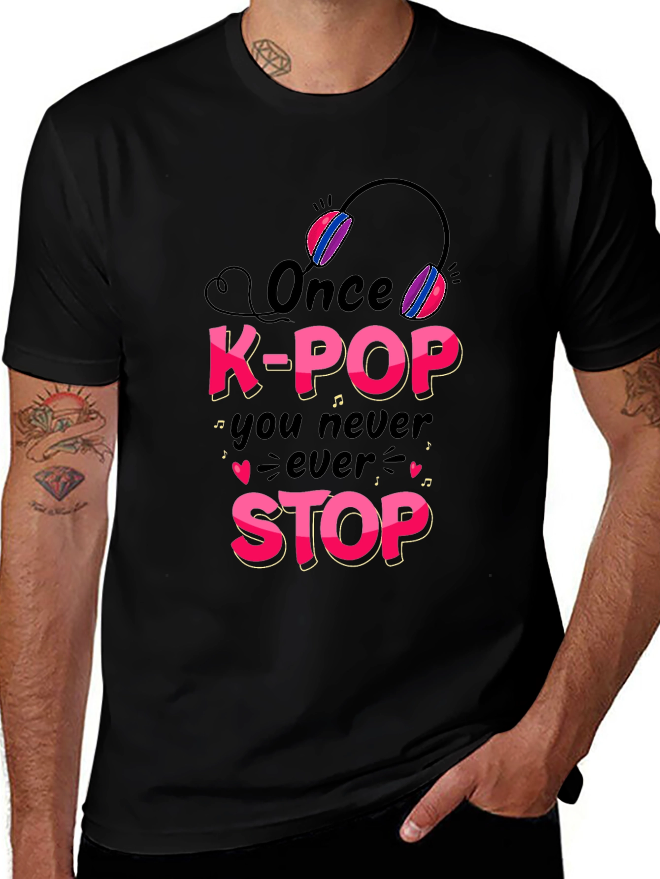 K-Pop Never Stop Black Graphic Tee