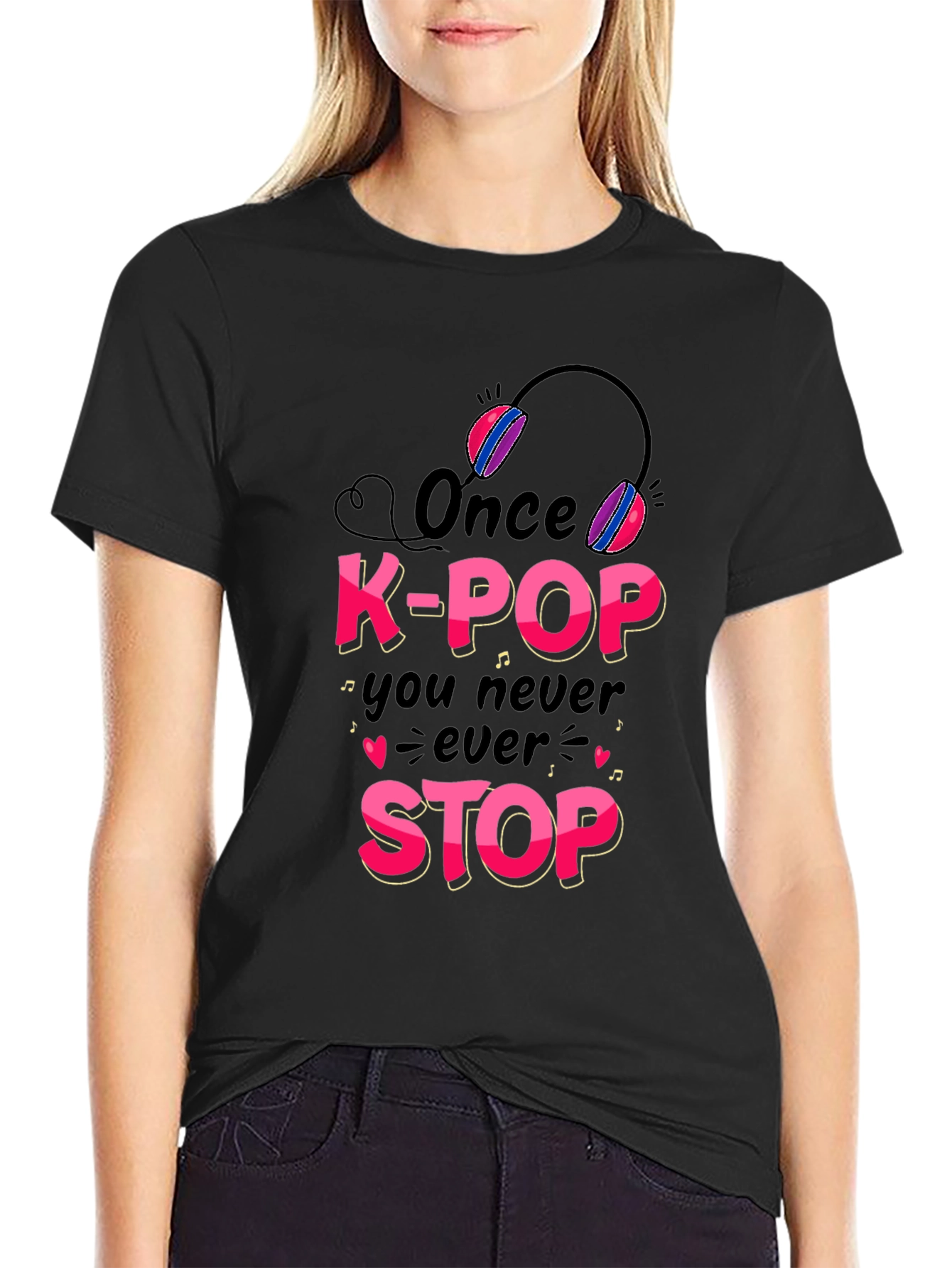 K-Pop Never Stop Black Graphic Tee