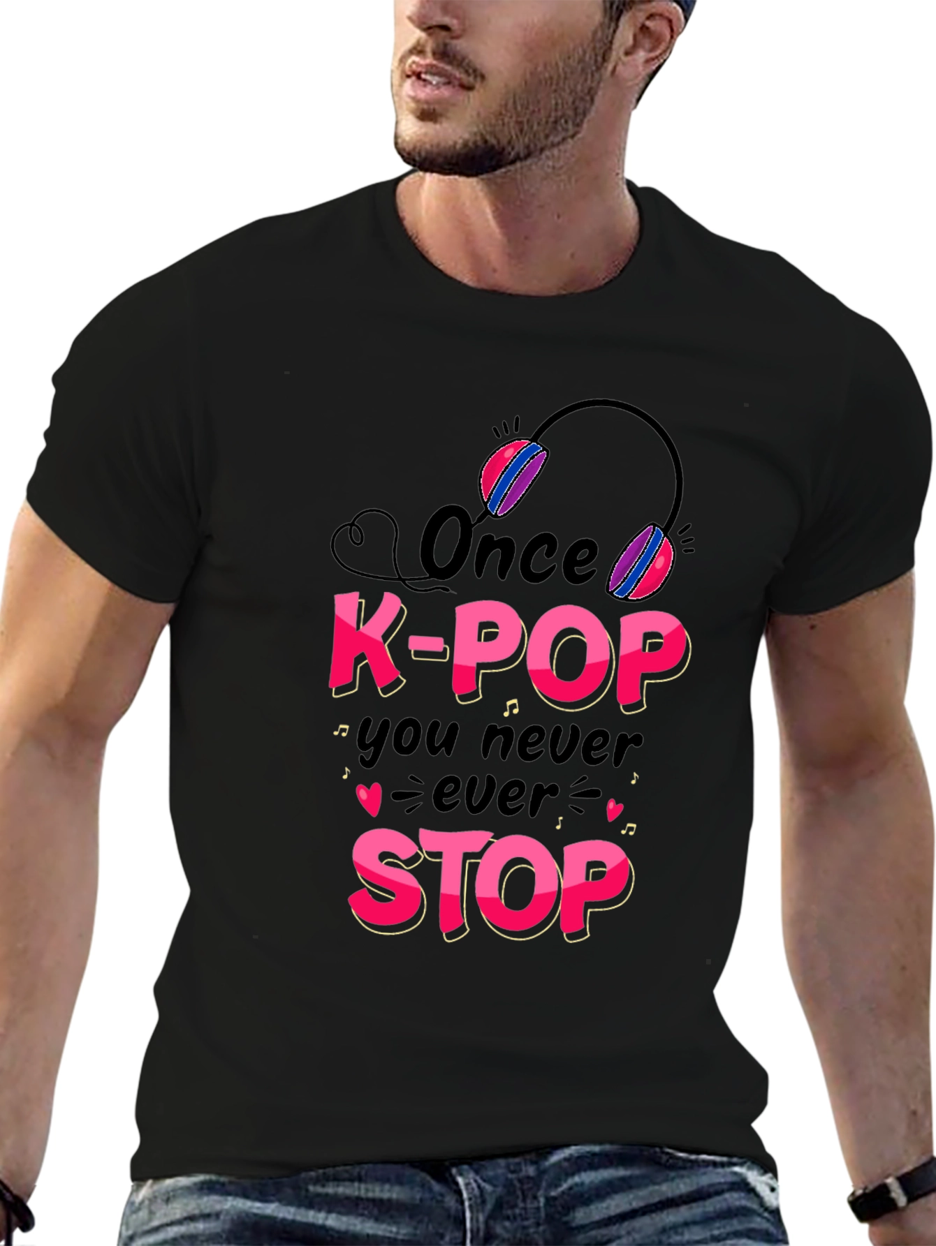 K-Pop Never Stop Black Graphic Tee