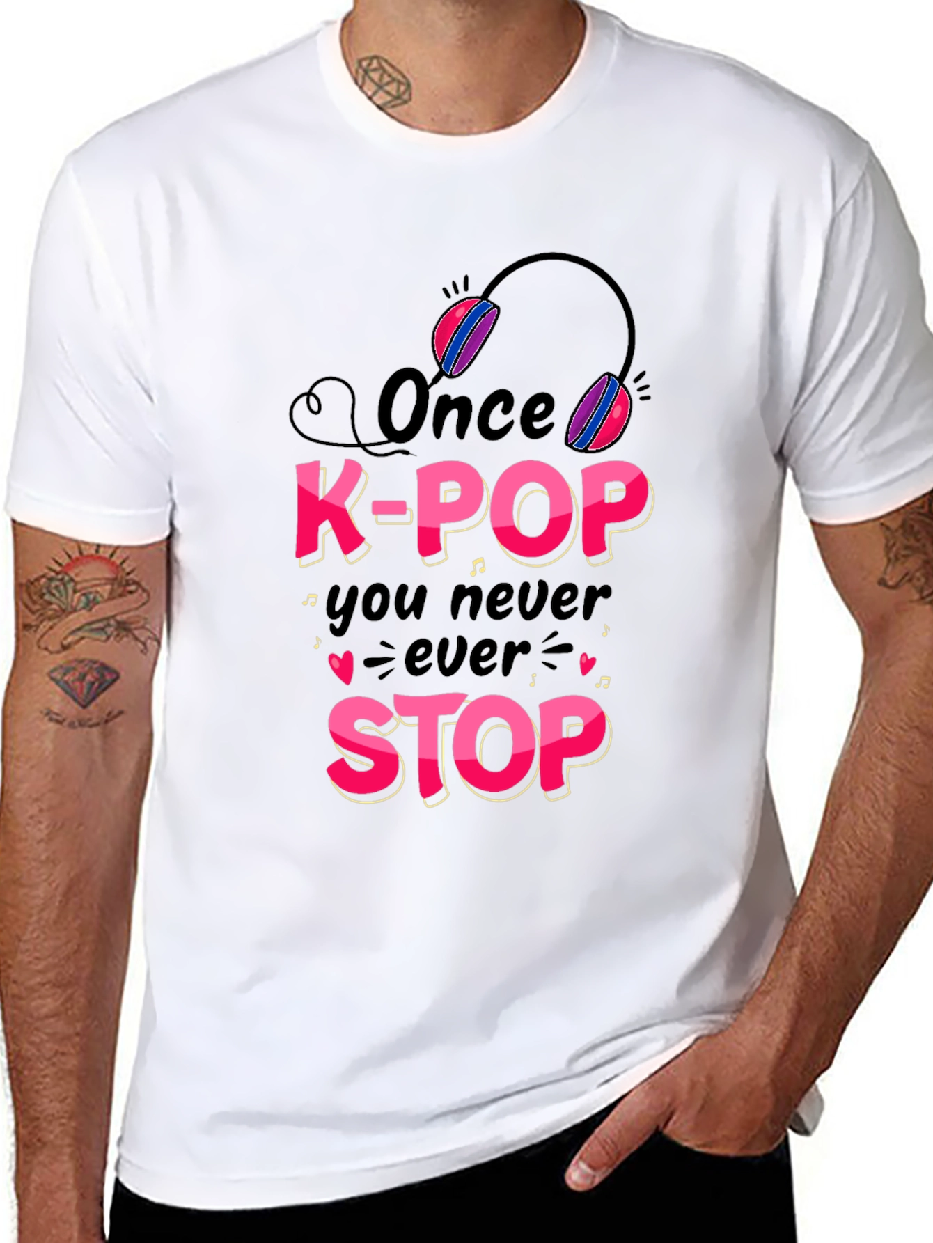 K-Pop Never Stop Black Graphic Tee