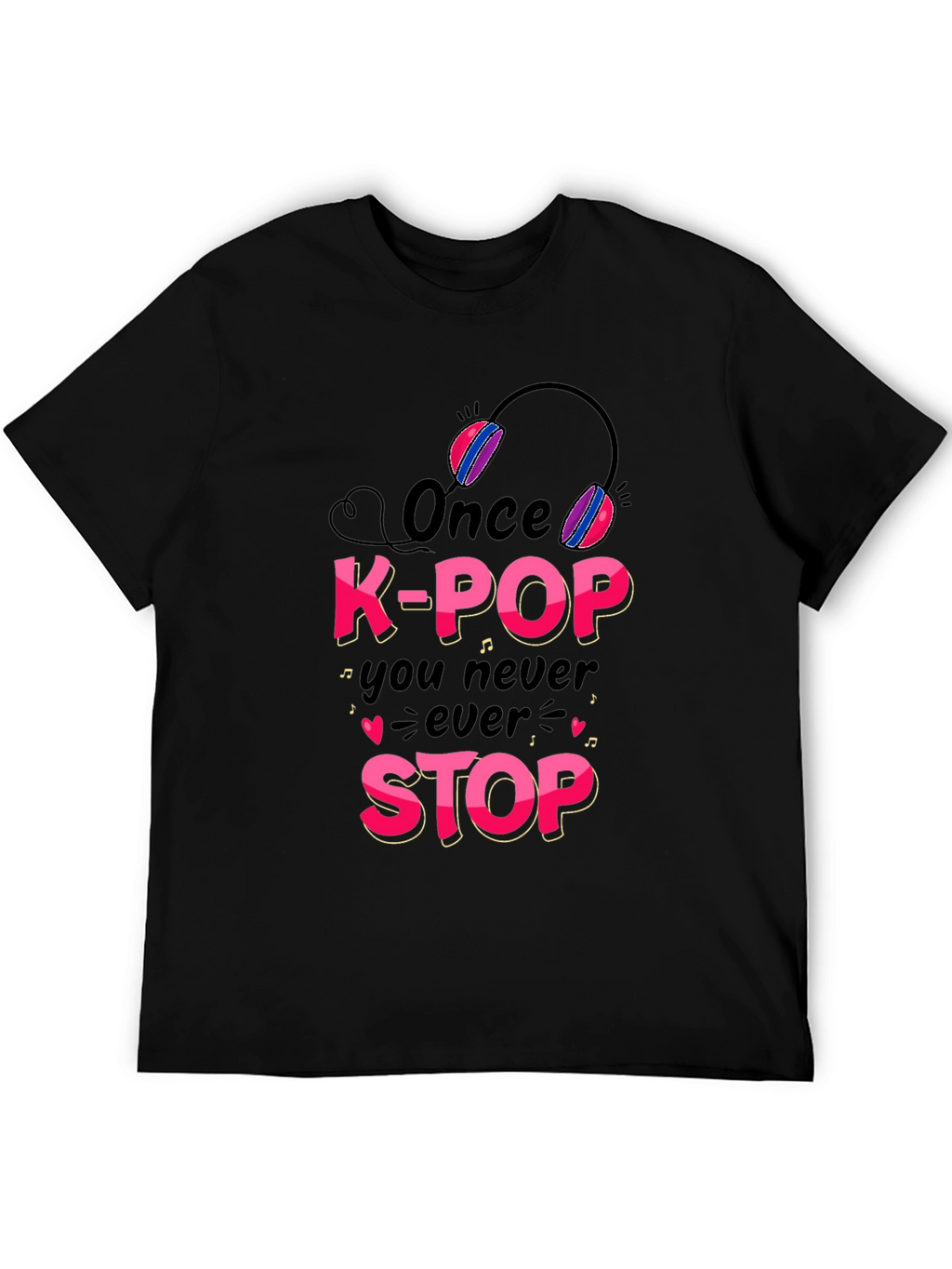 K-Pop Never Stop Black Graphic Tee
