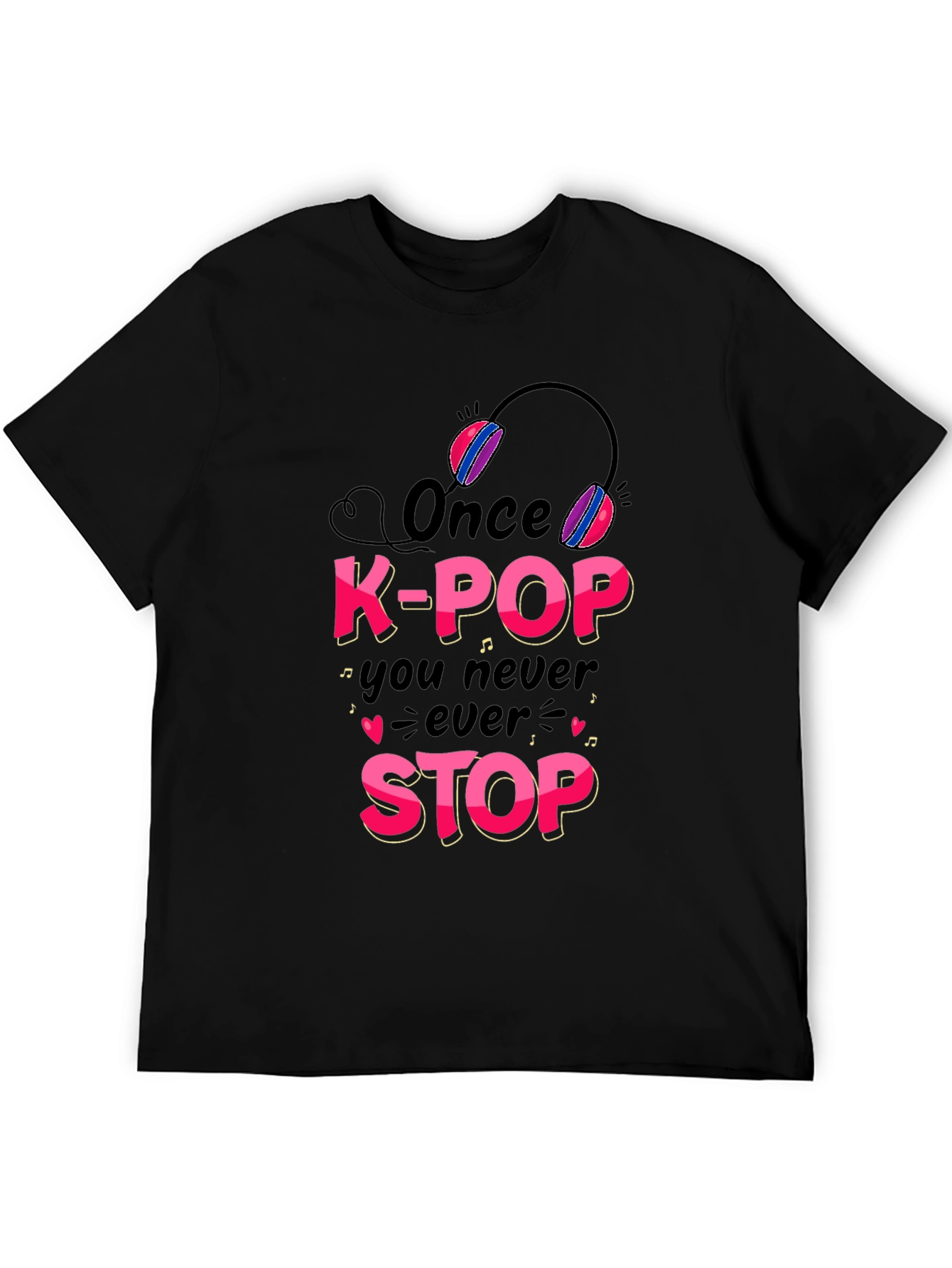 K-Pop Never Stop Black Graphic Tee
