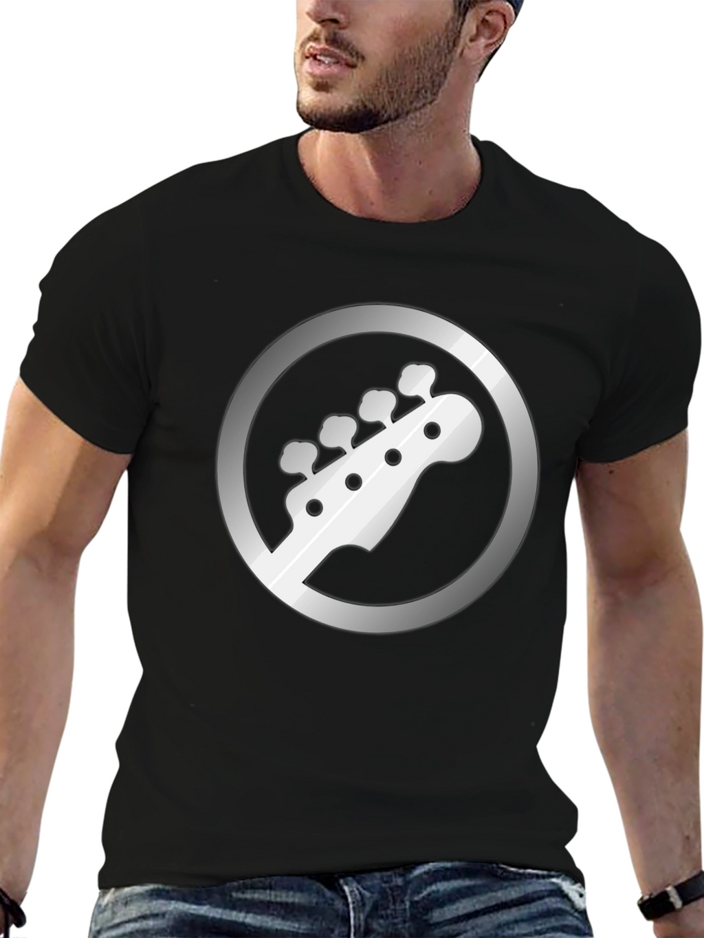 Bass Guitar Headstock Graphic Tee - Musician Style