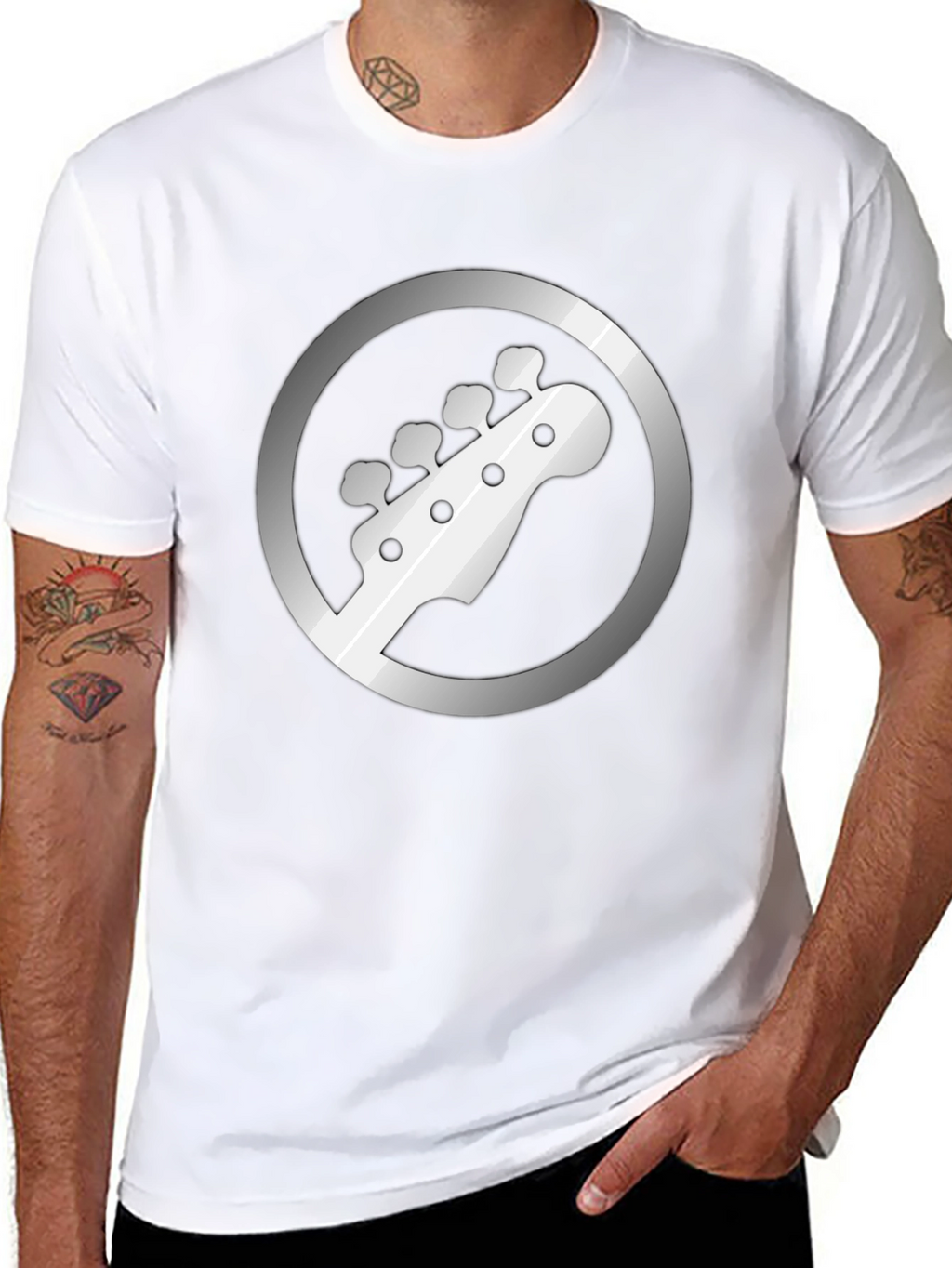 Bass Guitar Headstock Graphic Tee - Musician Style