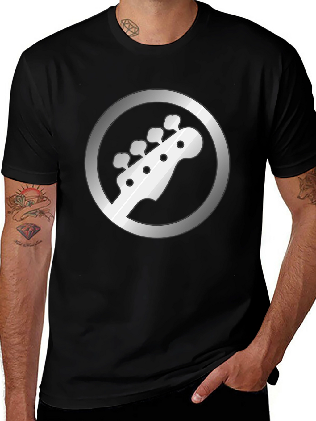 Bass Guitar Headstock Graphic Tee - Musician Style