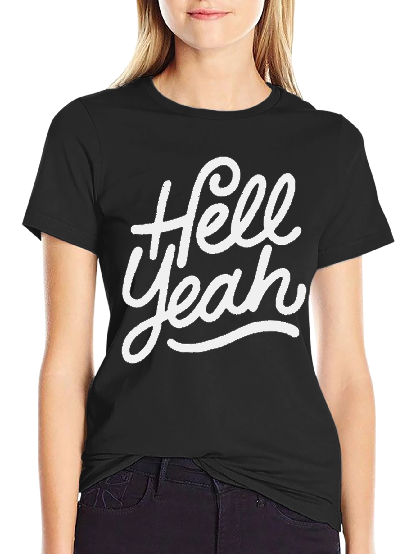 Hell Yeah Graphic Tee - Black Casual T-Shirt