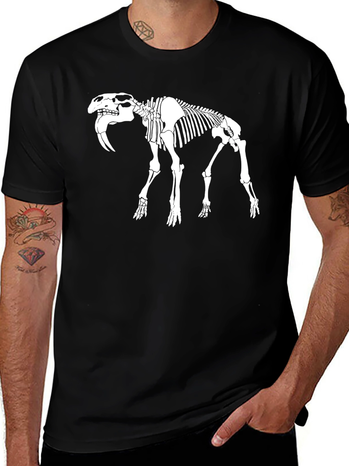 Skeleton Saber-Toothed Tiger Graphic Tee