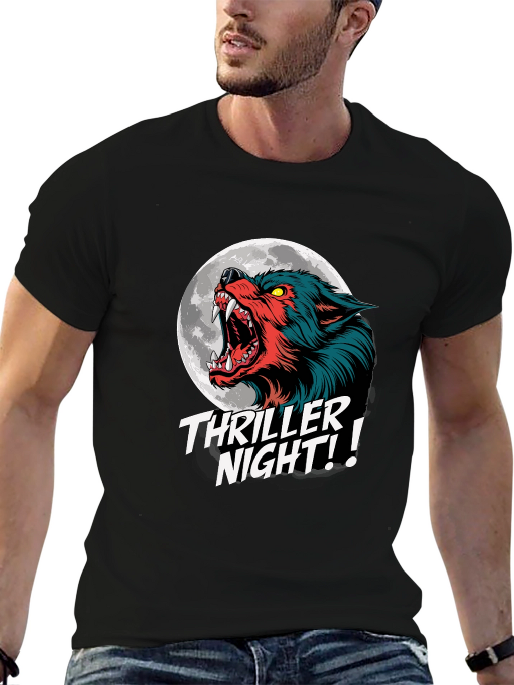 Thriller Night Wolf Graphic T-Shirt