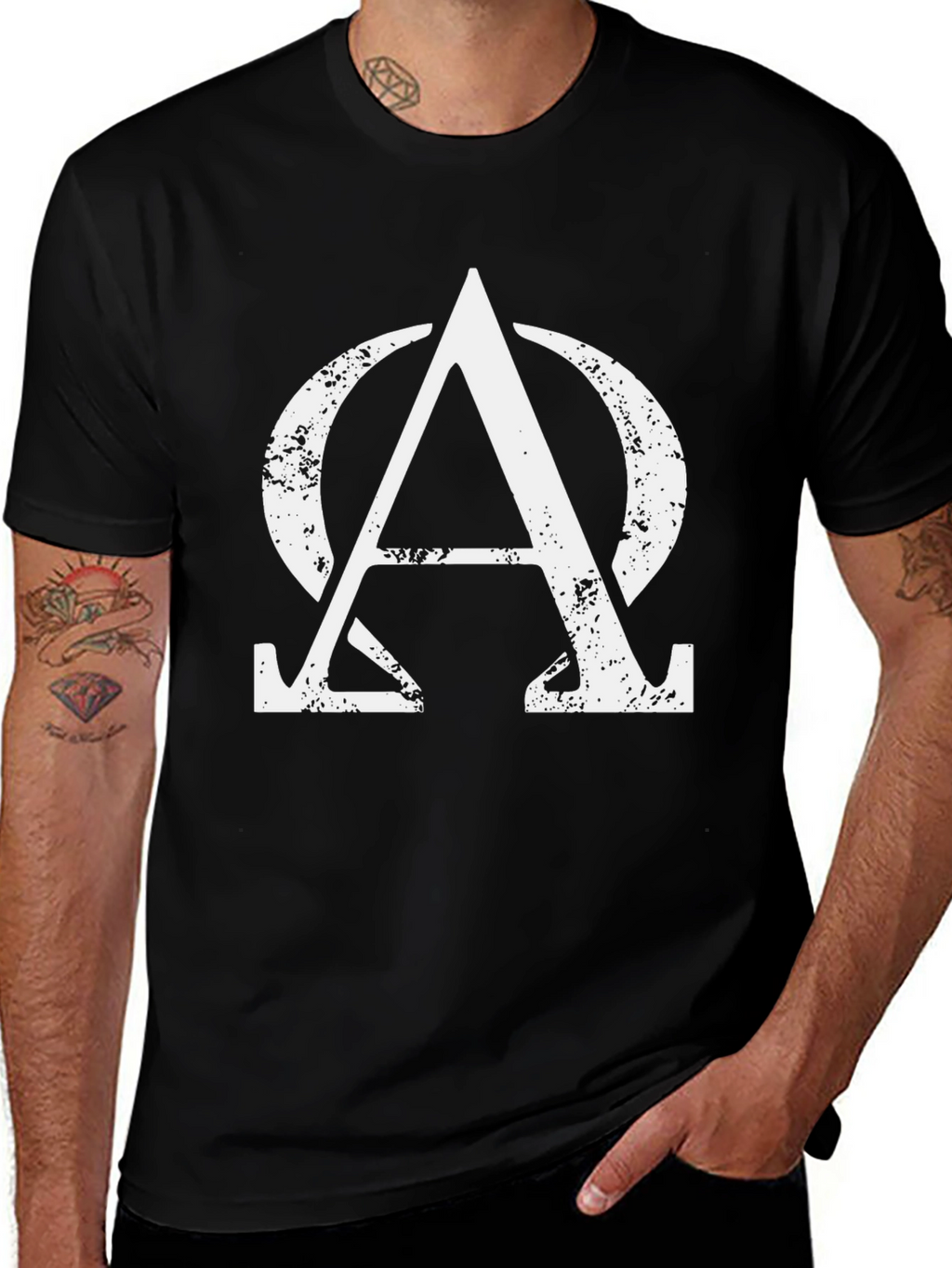 Alpha Omega Distressed Graphic T-Shirt