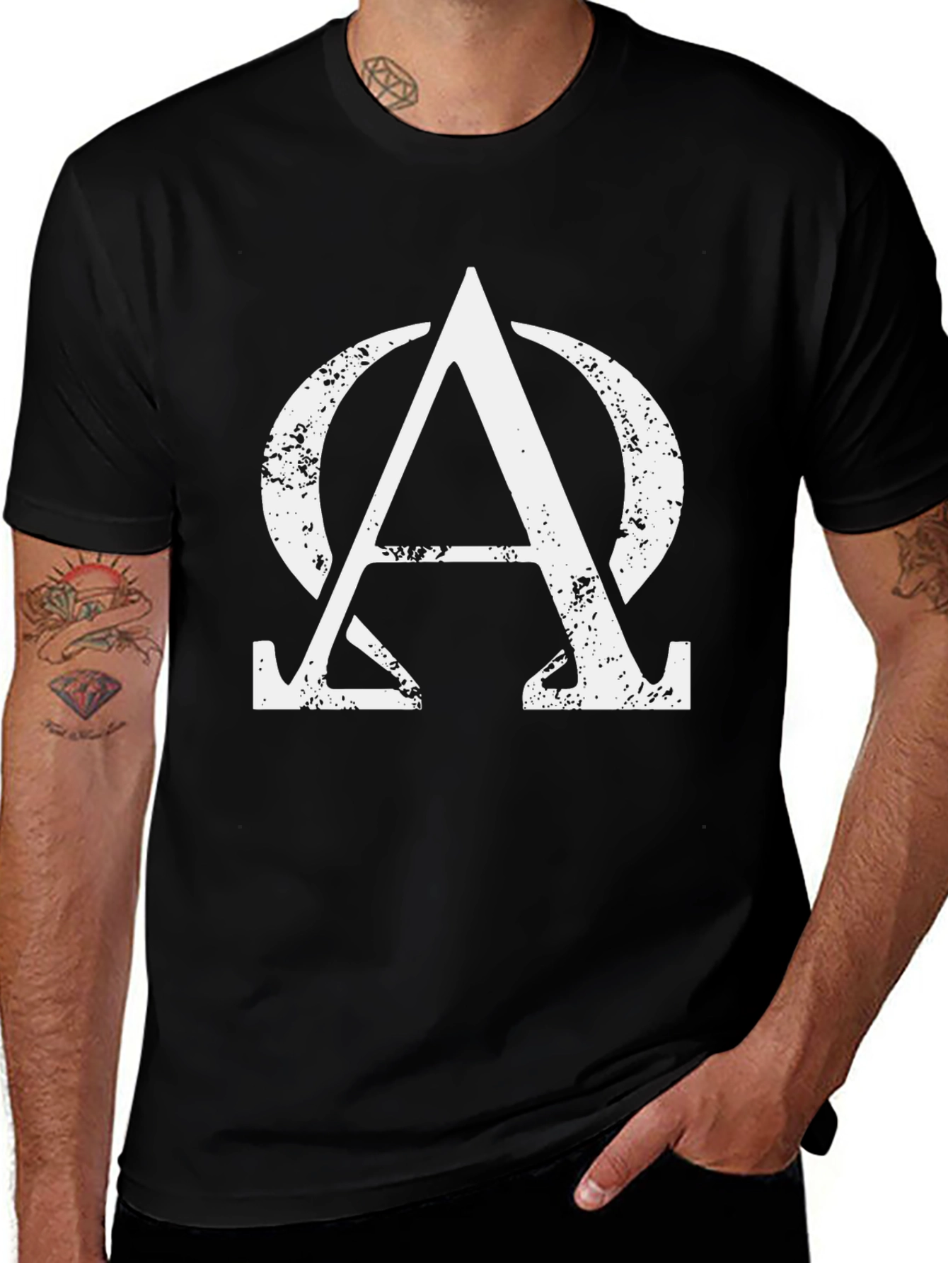 Alpha Omega Distressed Graphic T-Shirt
