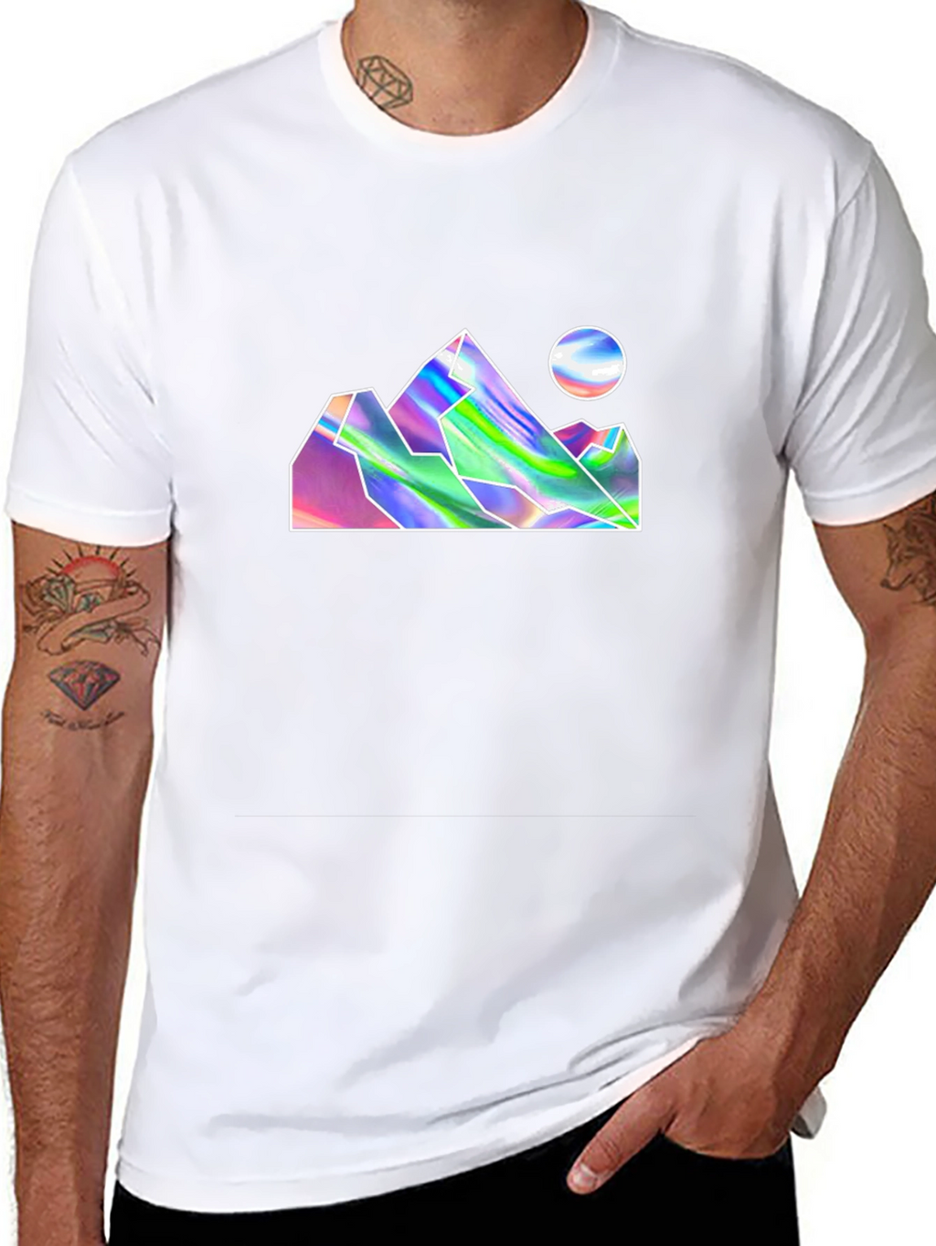 Holographic Mountain Graphic Tee - Black