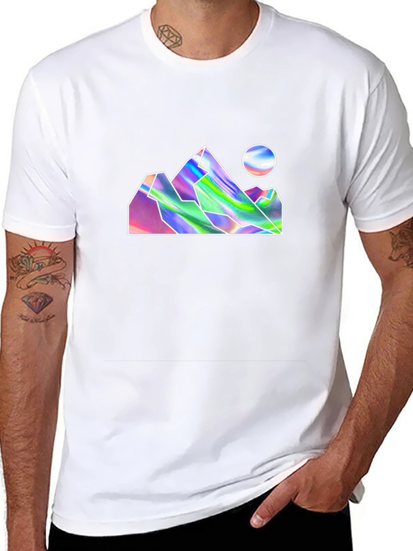 Holographic Mountain Graphic Tee - Black