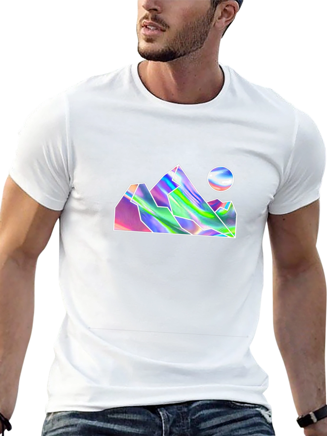 Holographic Mountain Graphic Tee - Black