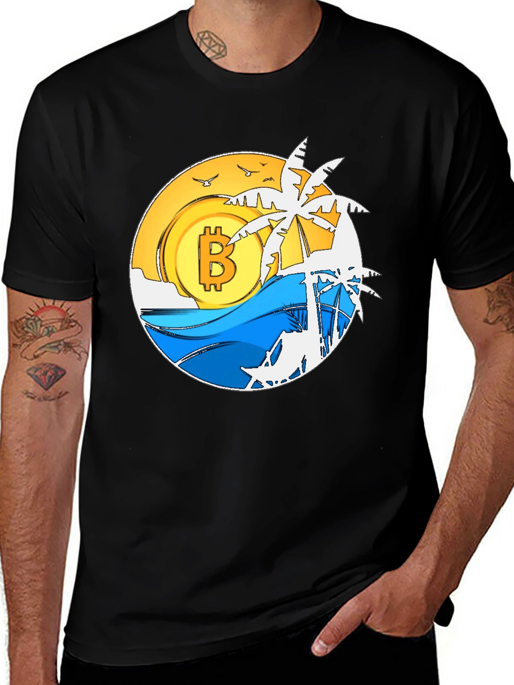 Bitcoin Beach T-Shirt - Crypto Paradise Tee