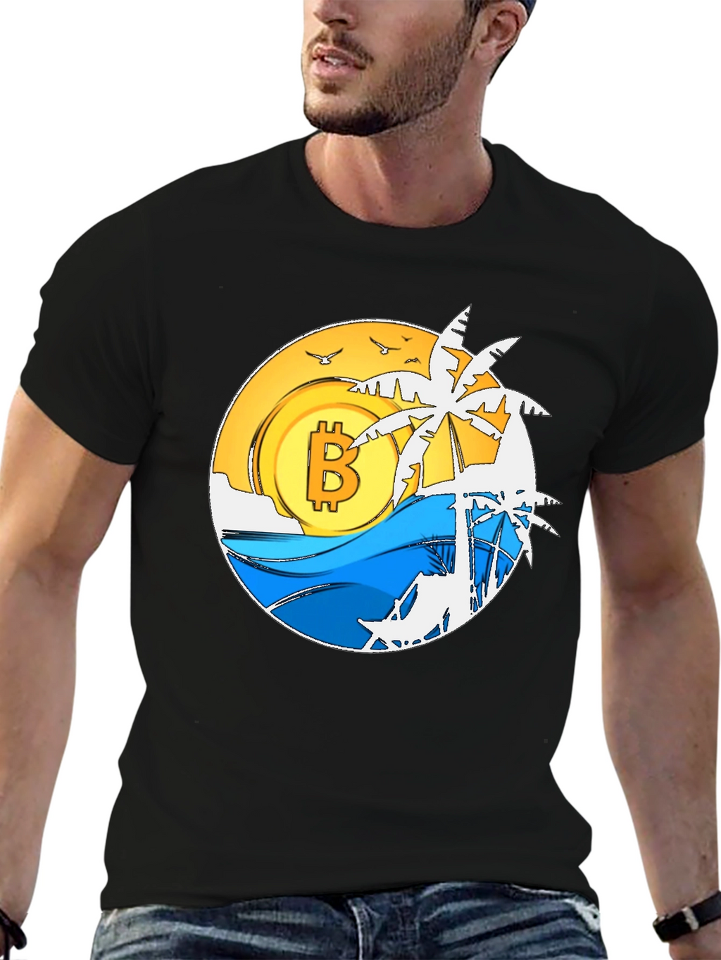 Bitcoin Beach T-Shirt - Crypto Paradise Tee