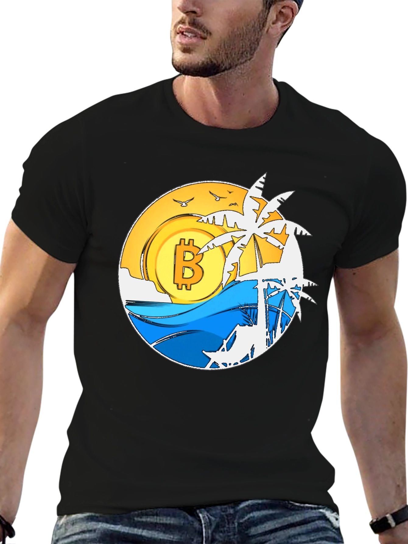 Bitcoin Beach T-Shirt - Crypto Paradise Tee
