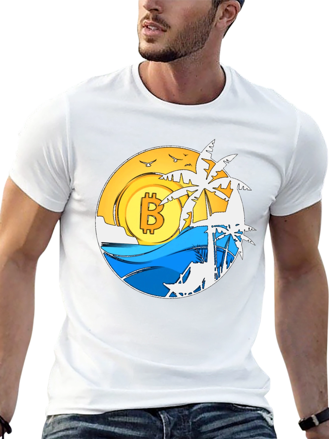 Bitcoin Beach T-Shirt - Crypto Paradise Tee