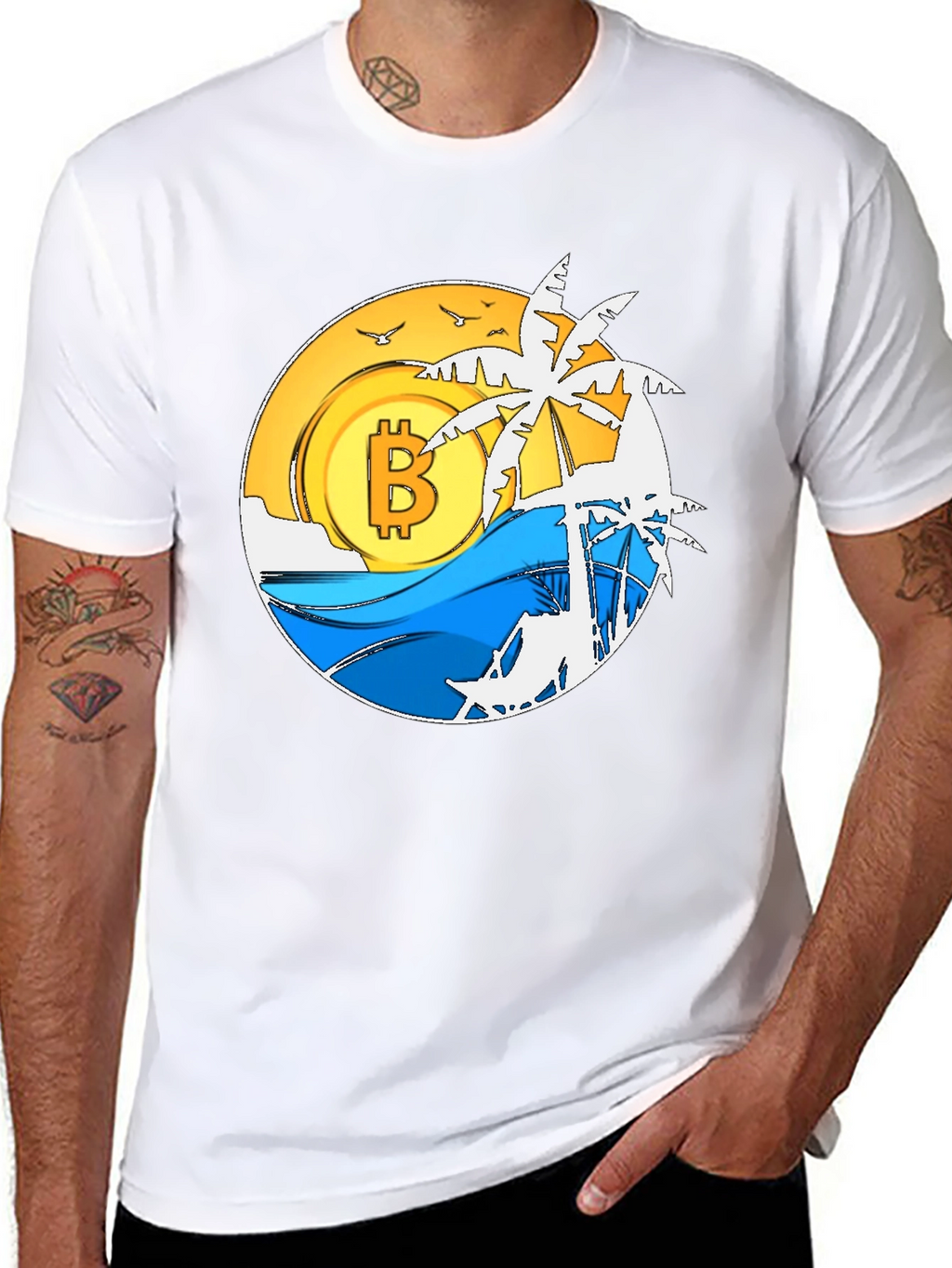 Bitcoin Beach T-Shirt - Crypto Paradise Tee
