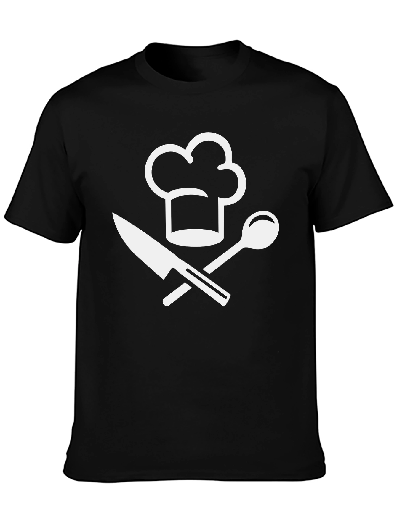 Chefs Hat & Utensils Graphic Tee - Black Cotton