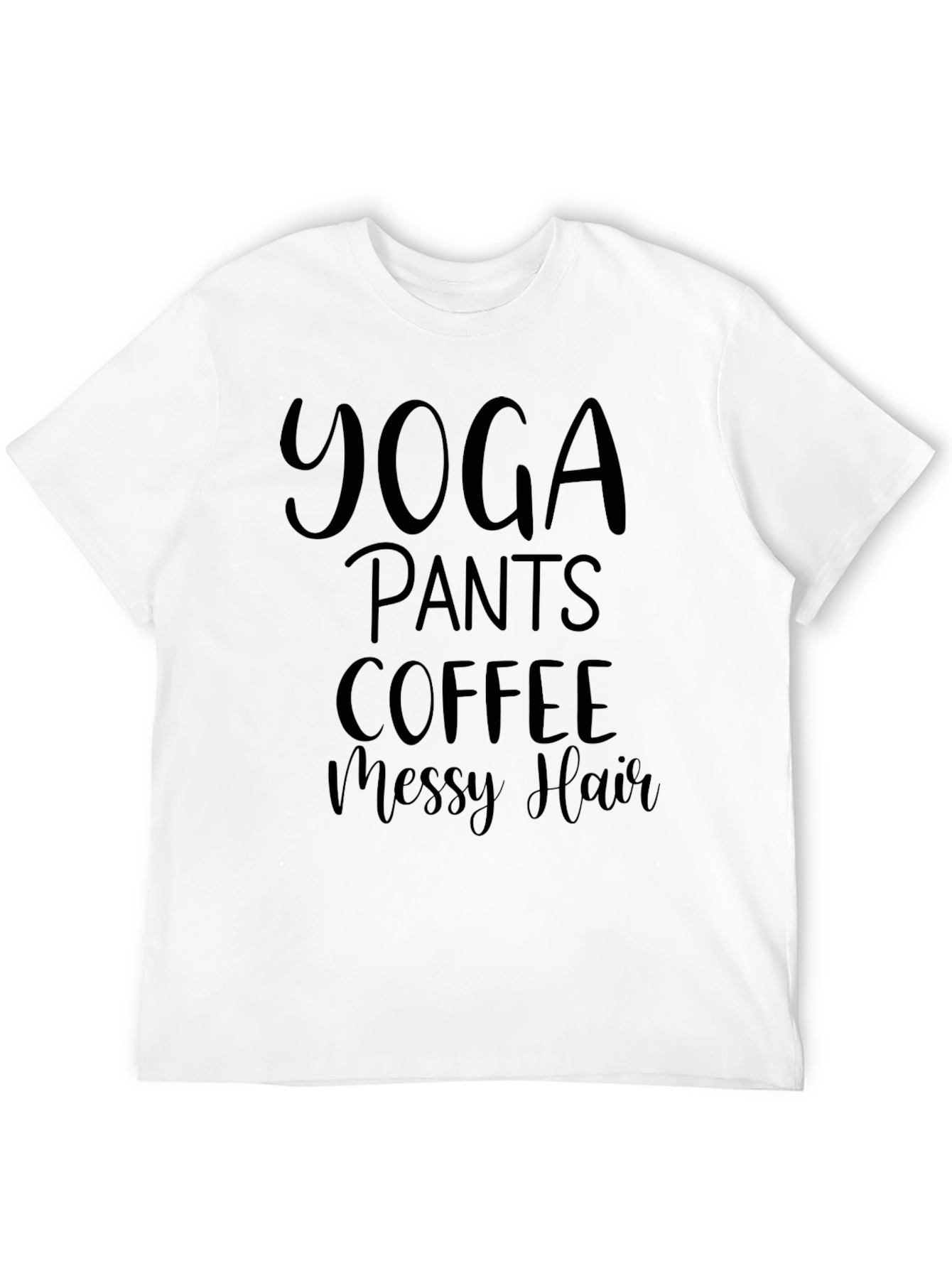 Yoga Pants Coffee Messy Hair Tee