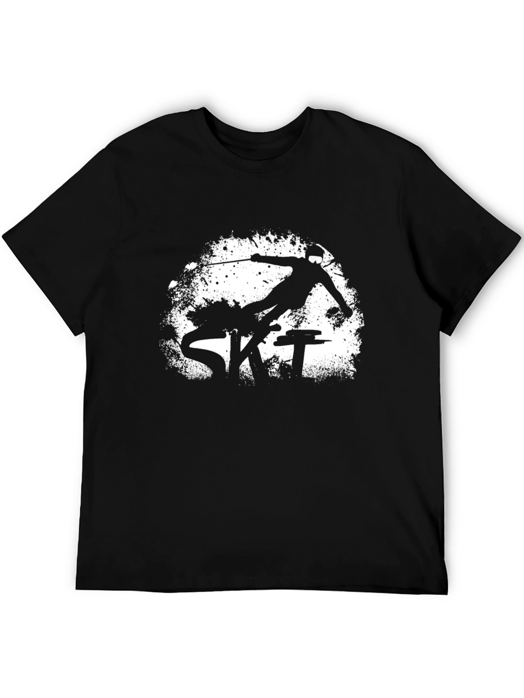 Mens Black Ski Graphic Tee Shirt
