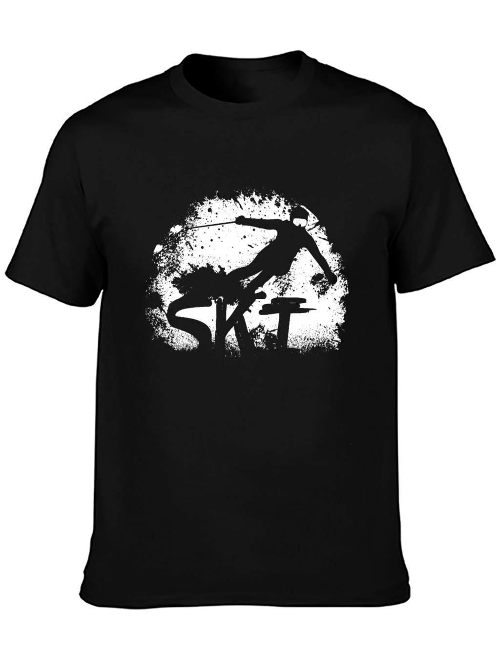 Mens Black Ski Graphic Tee Shirt