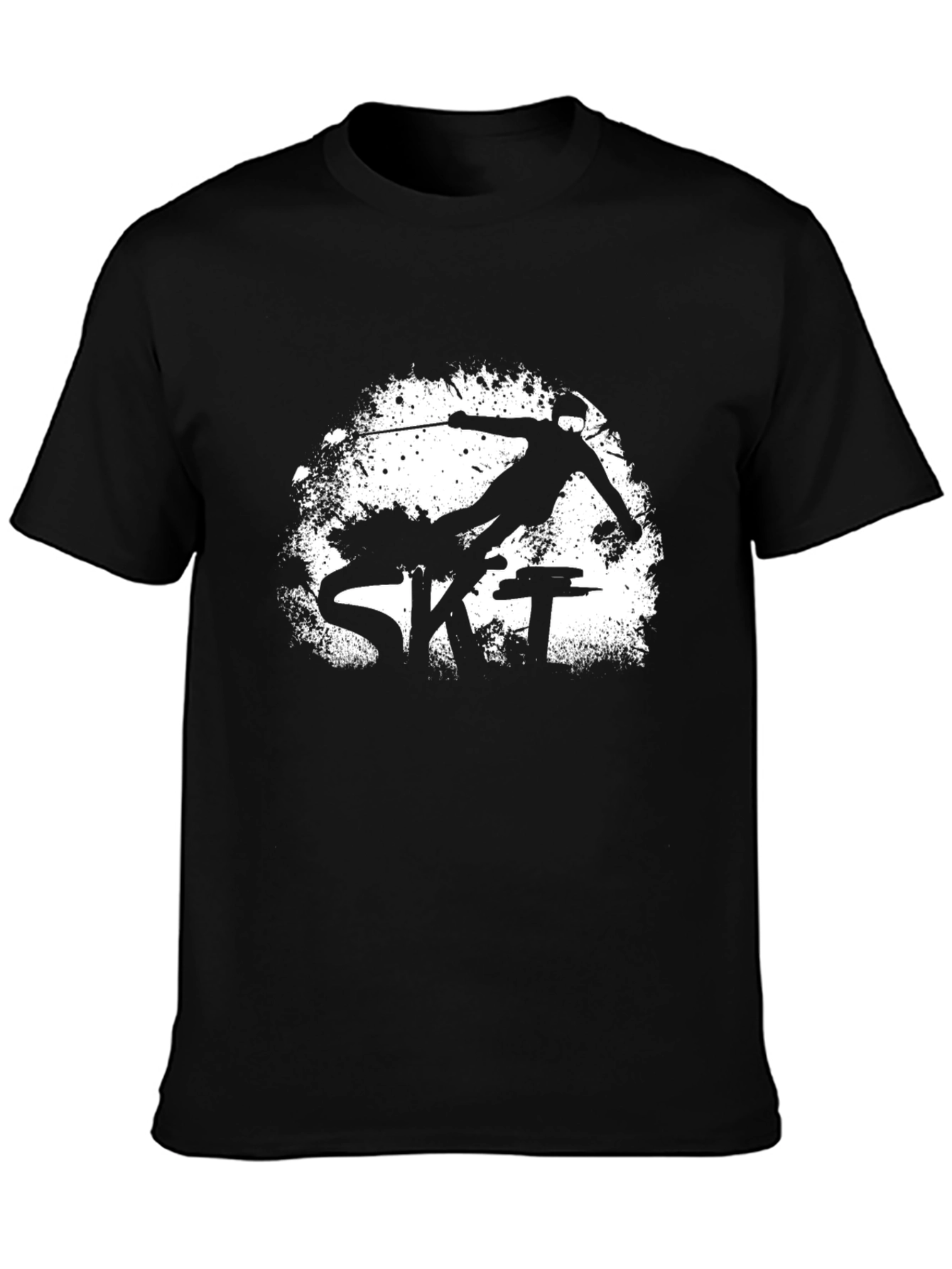 Mens Black Ski Graphic Tee Shirt