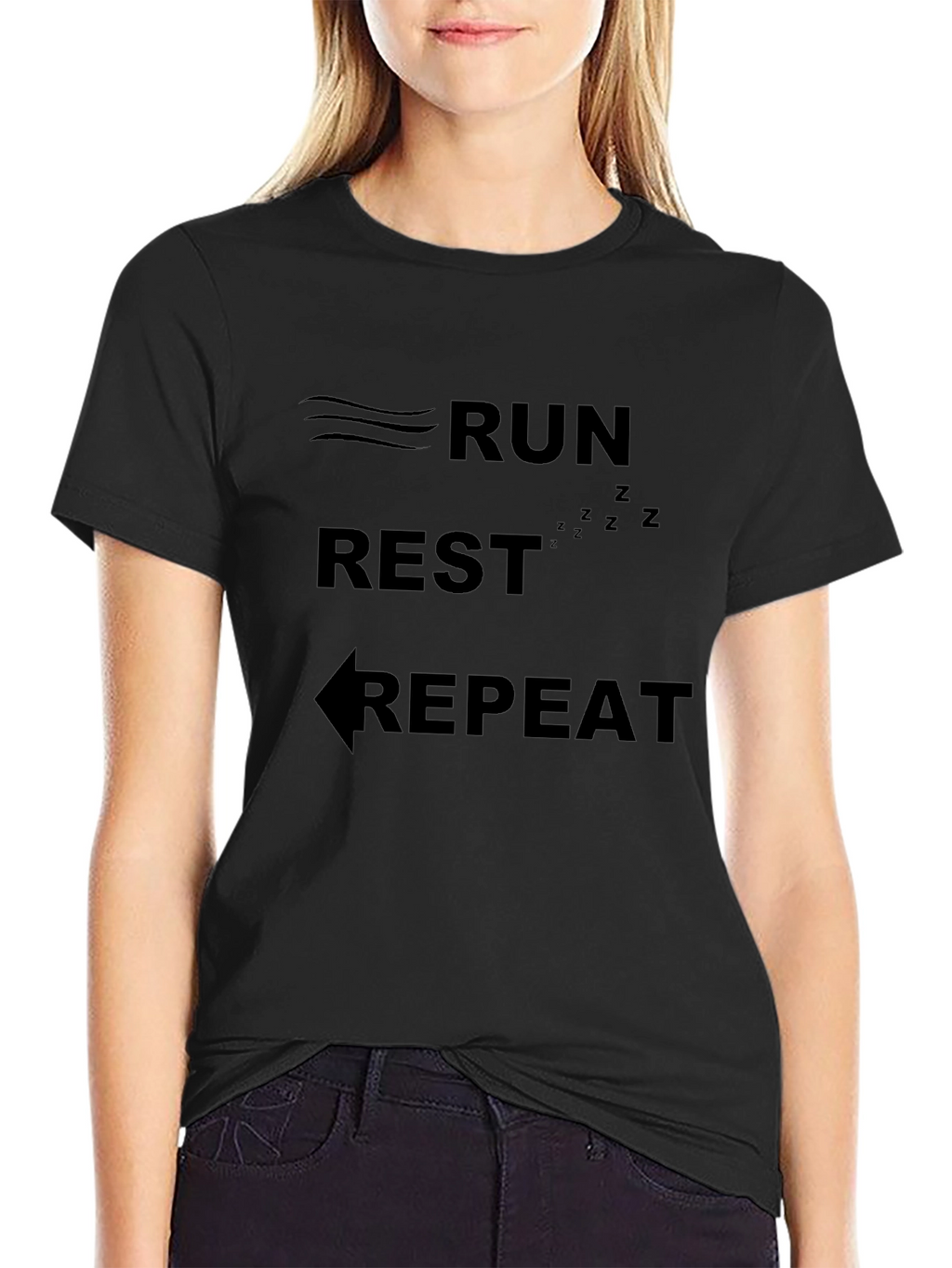 Run Rest Repeat Black Graphic Tee