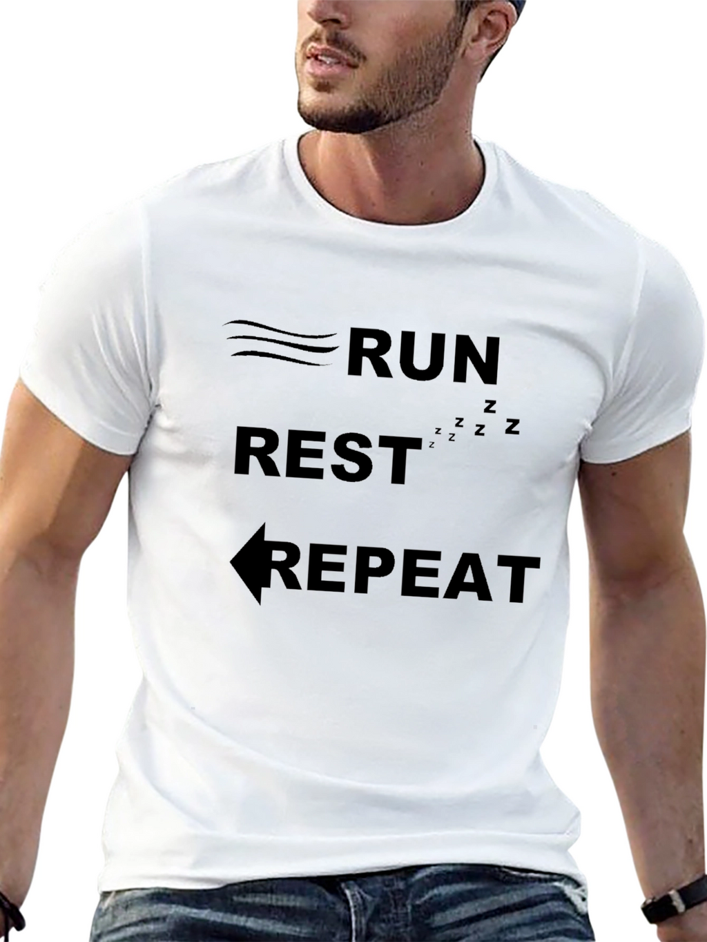 Run Rest Repeat Black Graphic Tee