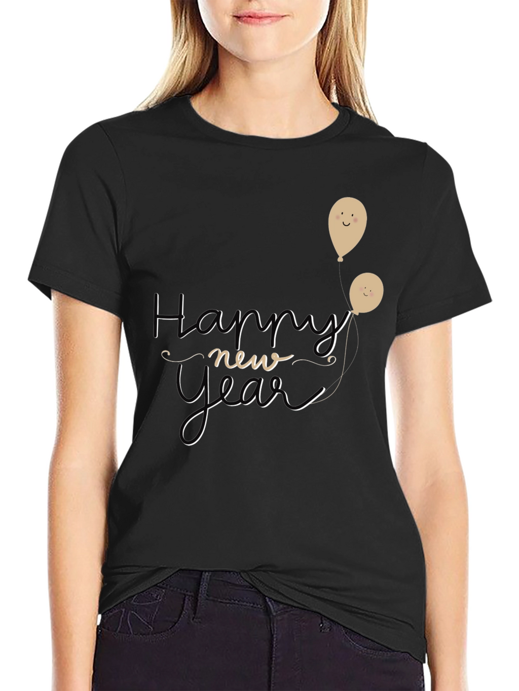 Happy New Year Graphic Tee - Black