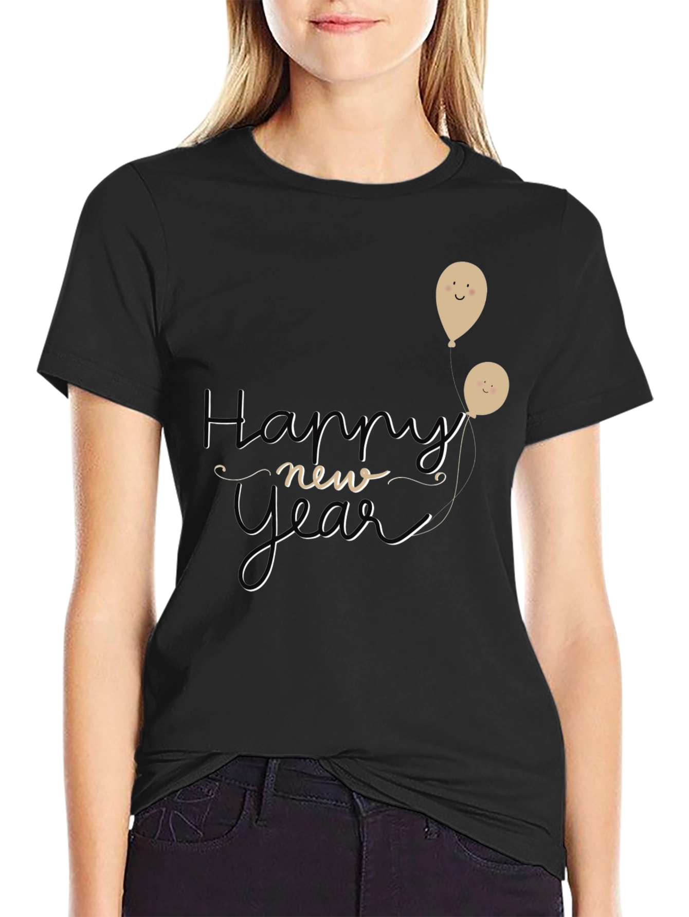 Happy New Year Graphic Tee - Black