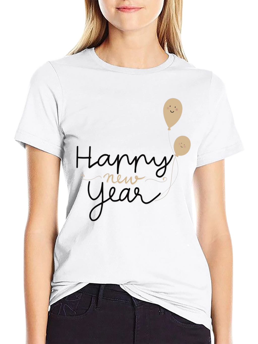 Happy New Year Graphic Tee - Black